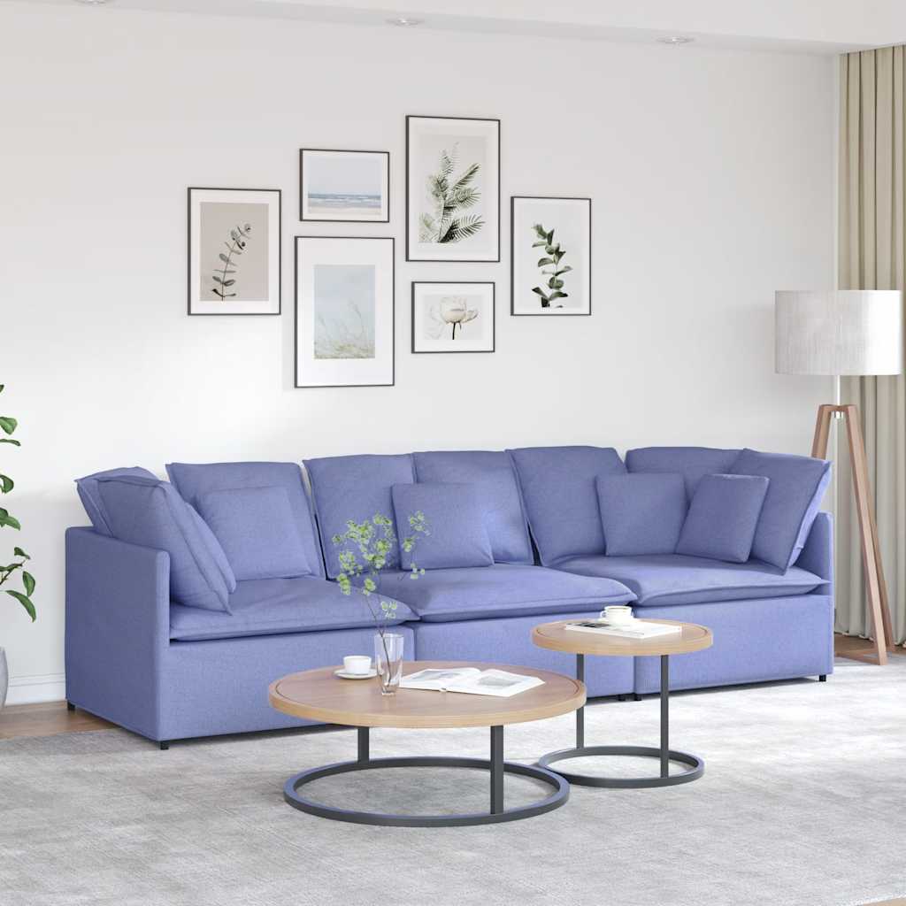 Divano Modulare con Cuscini in Tessuto Jeans Blu | homemem39