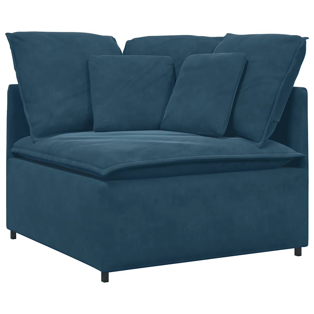 Divano Modulare con Cuscini in Velluto Blu | homemem39
