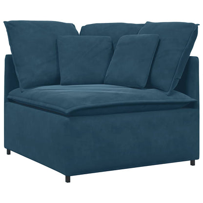 Divano Modulare con Cuscini in Velluto Blu | homemem39