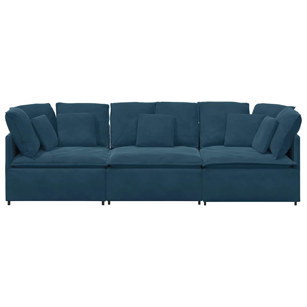 Divano Modulare con Cuscini in Velluto Blu | homemem39