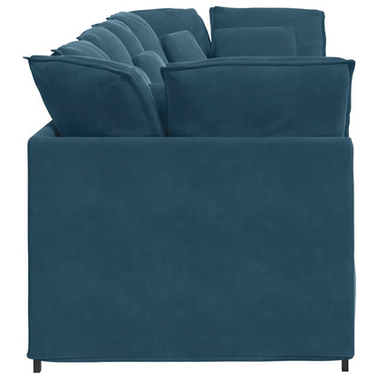 Divano Modulare con Cuscini in Velluto Blu | homemem39