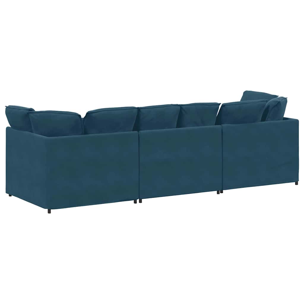 Divano Modulare con Cuscini in Velluto Blu | homemem39