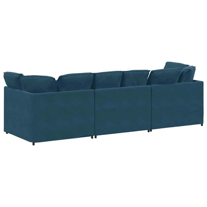 Divano Modulare con Cuscini in Velluto Blu | homemem39