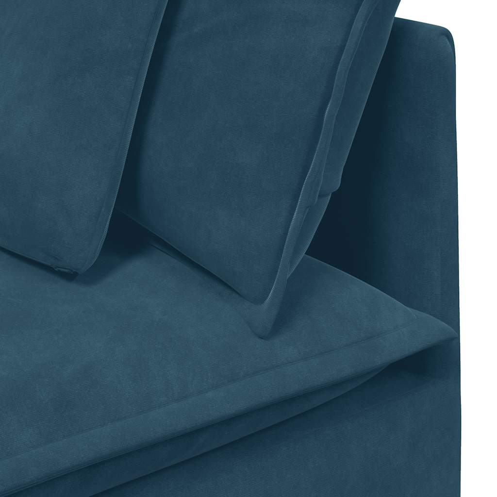 Divano Modulare con Cuscini in Velluto Blu | homemem39