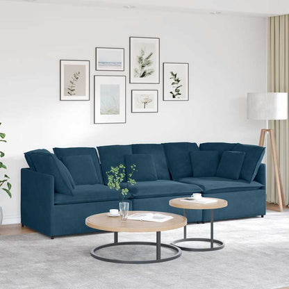 Divano Modulare con Cuscini in Velluto Blu | homemem39
