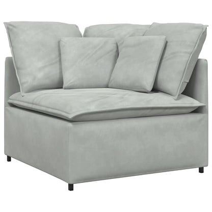 Divano Modulare con Cuscini in Velluto Grigio Chiaro | homemem39