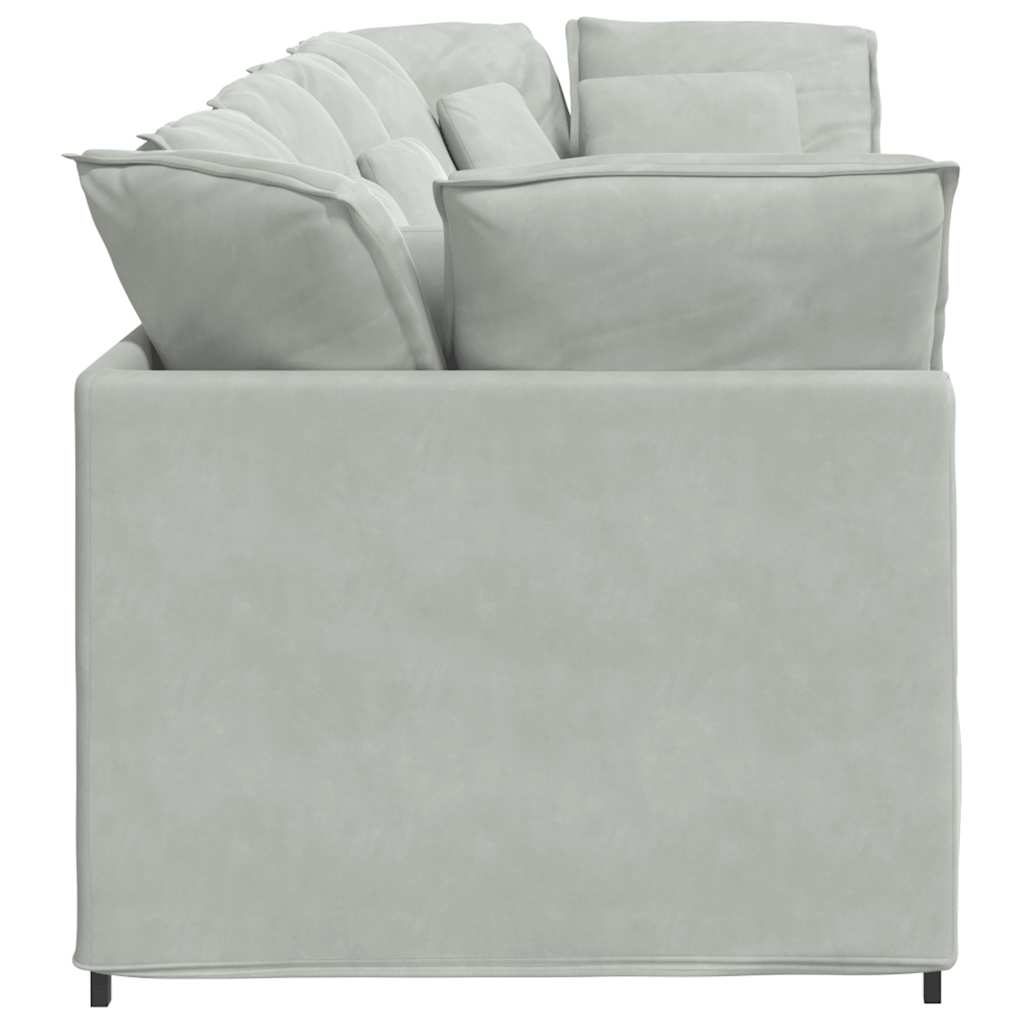 Divano Modulare con Cuscini in Velluto Grigio Chiaro | homemem39