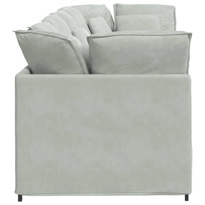 Divano Modulare con Cuscini in Velluto Grigio Chiaro | homemem39