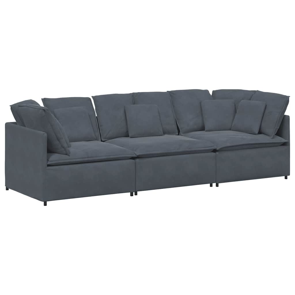 Divano Modulare con Cuscini in Velluto Grigio Scuro | homemem39