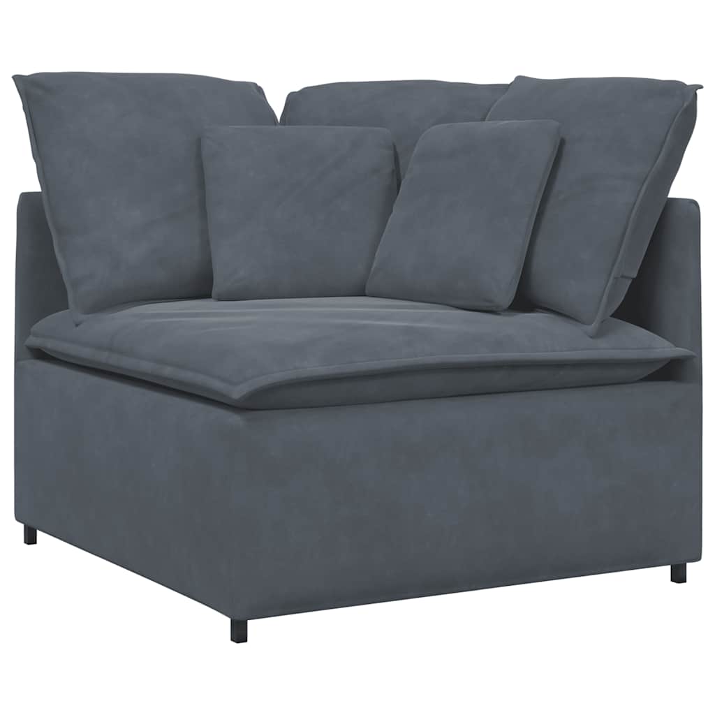 Divano Modulare con Cuscini in Velluto Grigio Scuro | homemem39