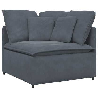 Divano Modulare con Cuscini in Velluto Grigio Scuro | homemem39