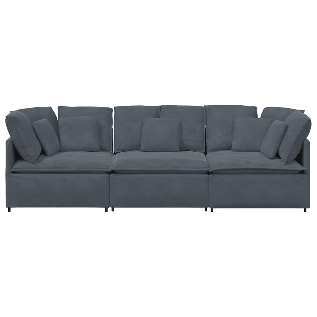 Divano Modulare con Cuscini in Velluto Grigio Scuro | homemem39