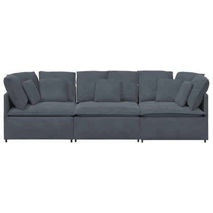 Divano Modulare con Cuscini in Velluto Grigio Scuro | homemem39