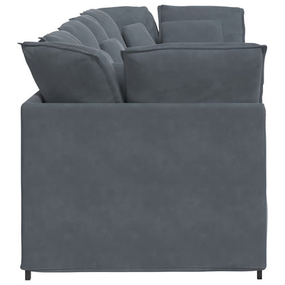Divano Modulare con Cuscini in Velluto Grigio Scuro | homemem39