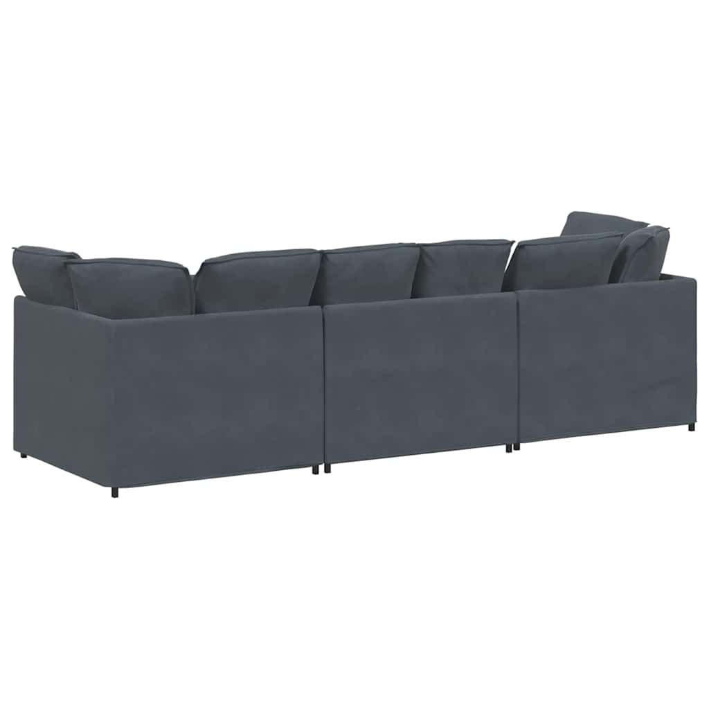 Divano Modulare con Cuscini in Velluto Grigio Scuro | homemem39