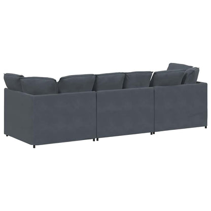 Divano Modulare con Cuscini in Velluto Grigio Scuro | homemem39