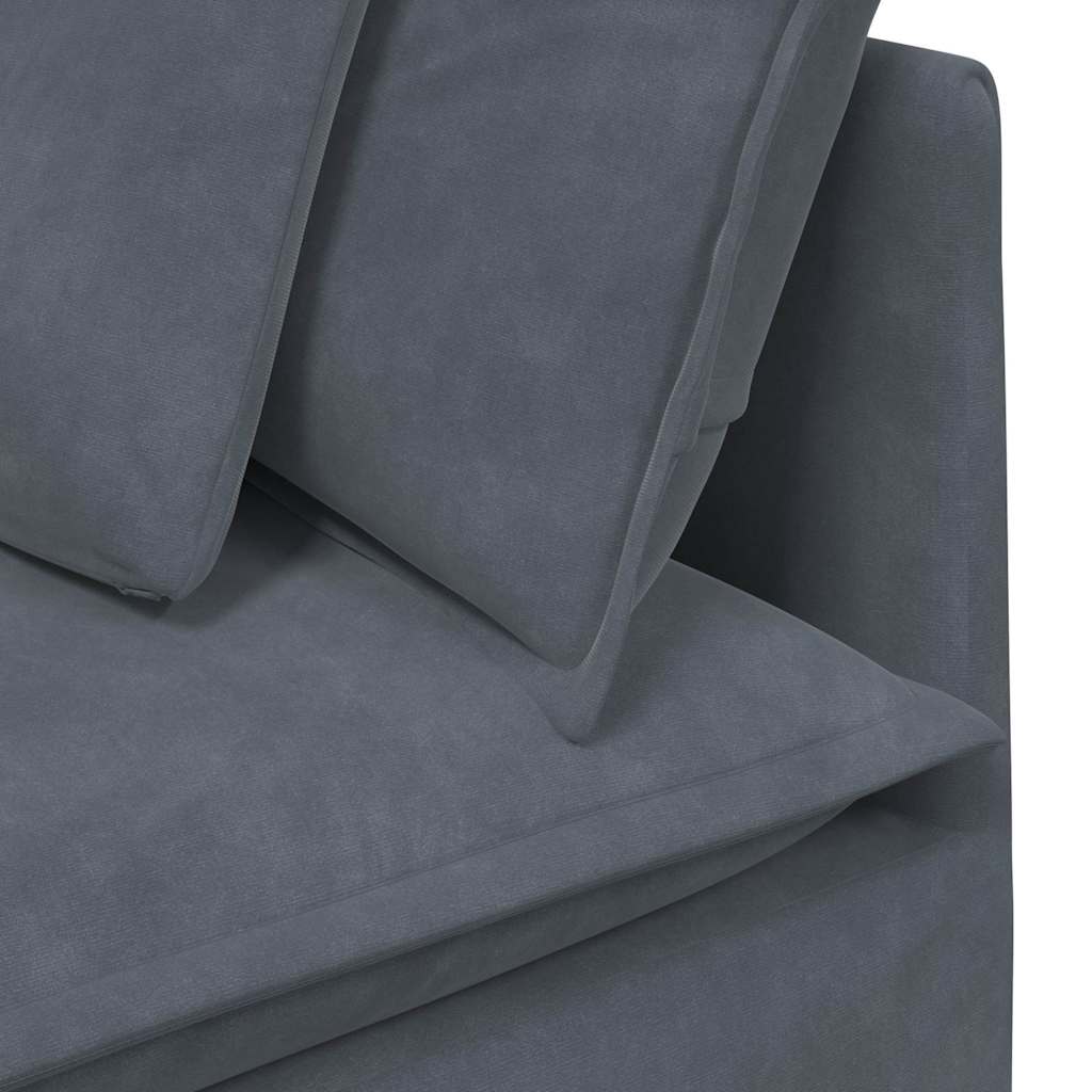 Divano Modulare con Cuscini in Velluto Grigio Scuro | homemem39