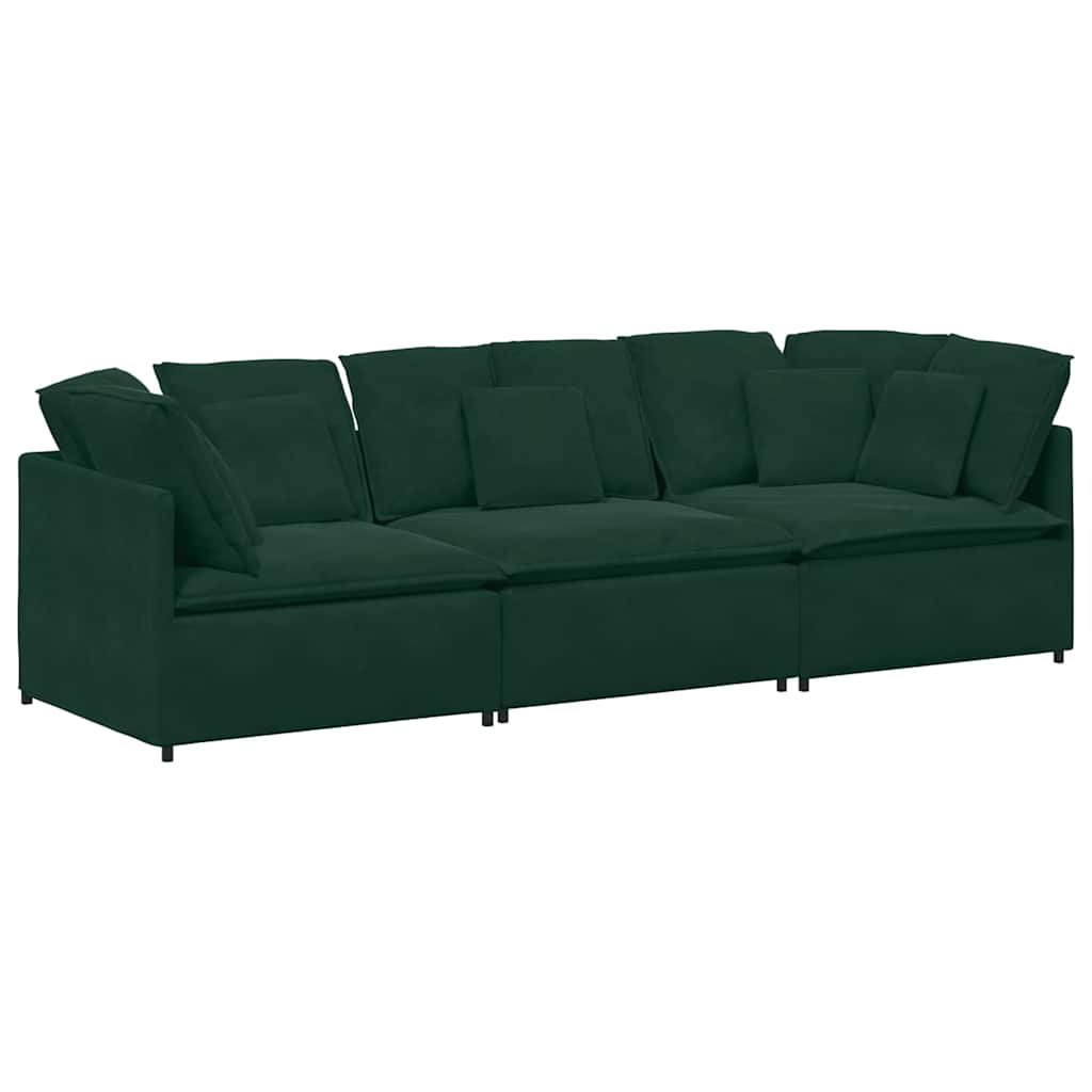 Divano Modulare con Cuscini in Velluto Verde Scuro | homemem39