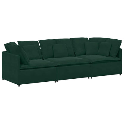 Divano Modulare con Cuscini in Velluto Verde Scuro | homemem39