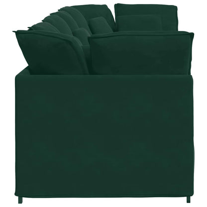 Divano Modulare con Cuscini in Velluto Verde Scuro | homemem39