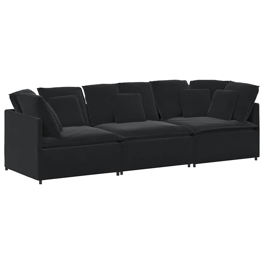 Divano Modulare con Cuscini in Velluto Nero | homemem39