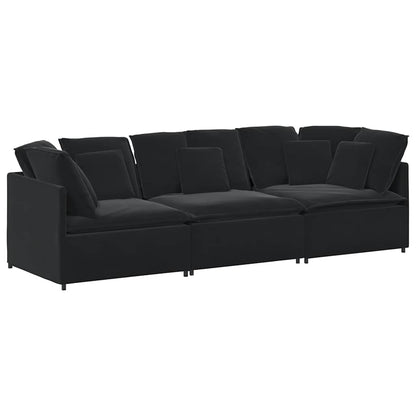 Divano Modulare con Cuscini in Velluto Nero | homemem39
