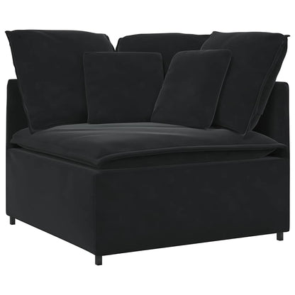 Divano Modulare con Cuscini in Velluto Nero | homemem39