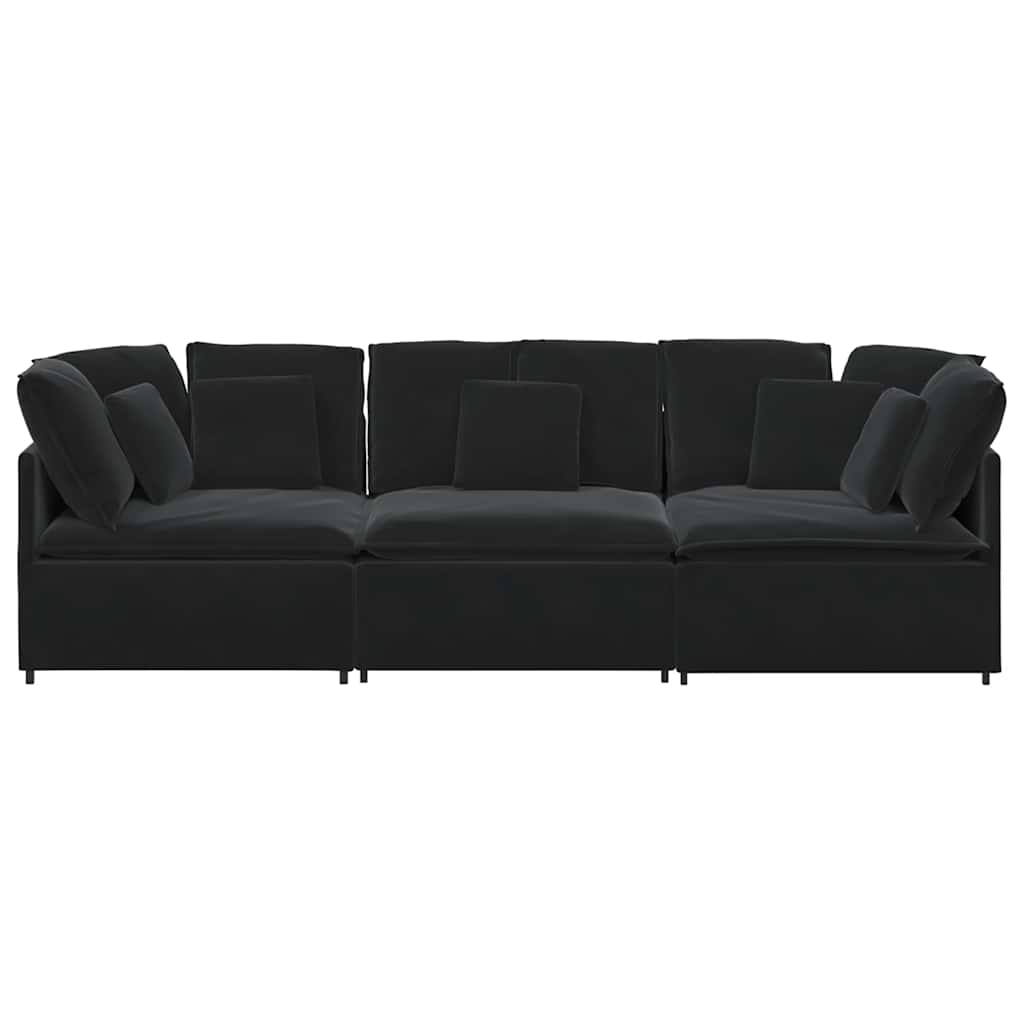 Divano Modulare con Cuscini in Velluto Nero | homemem39