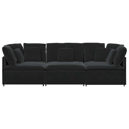 Divano Modulare con Cuscini in Velluto Nero | homemem39