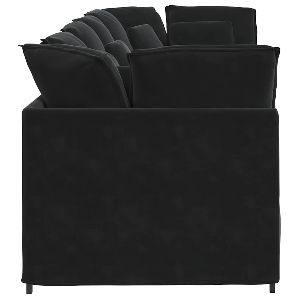 Divano Modulare con Cuscini in Velluto Nero | homemem39