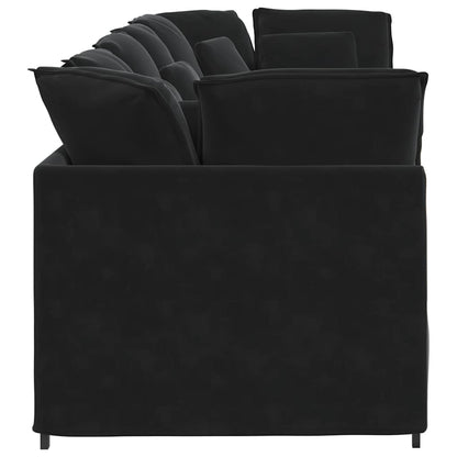 Divano Modulare con Cuscini in Velluto Nero | homemem39