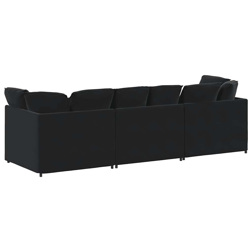 Divano Modulare con Cuscini in Velluto Nero | homemem39