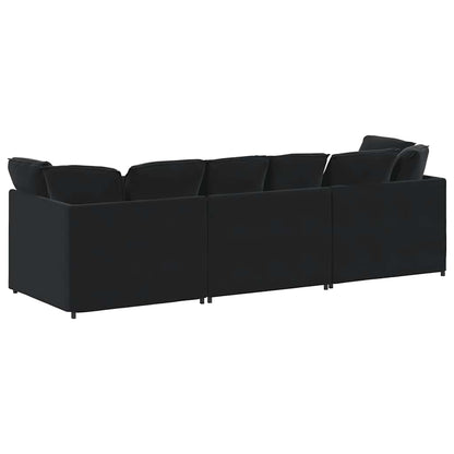 Divano Modulare con Cuscini in Velluto Nero | homemem39