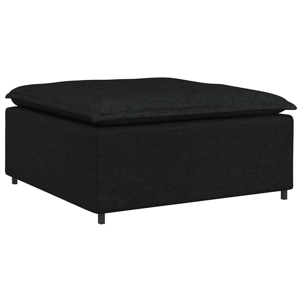 Divano Modulare con Poggiapiedi e Cuscini in Tessuto Nero | homemem39