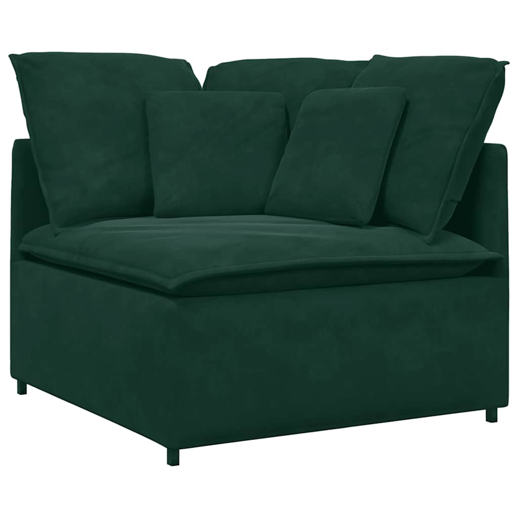 Divano Modulare con Poggiapiedi e Cuscini Velluto Verde Scuro | homemem39