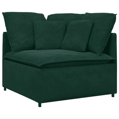 Divano Modulare con Poggiapiedi e Cuscini Velluto Verde Scuro | homemem39