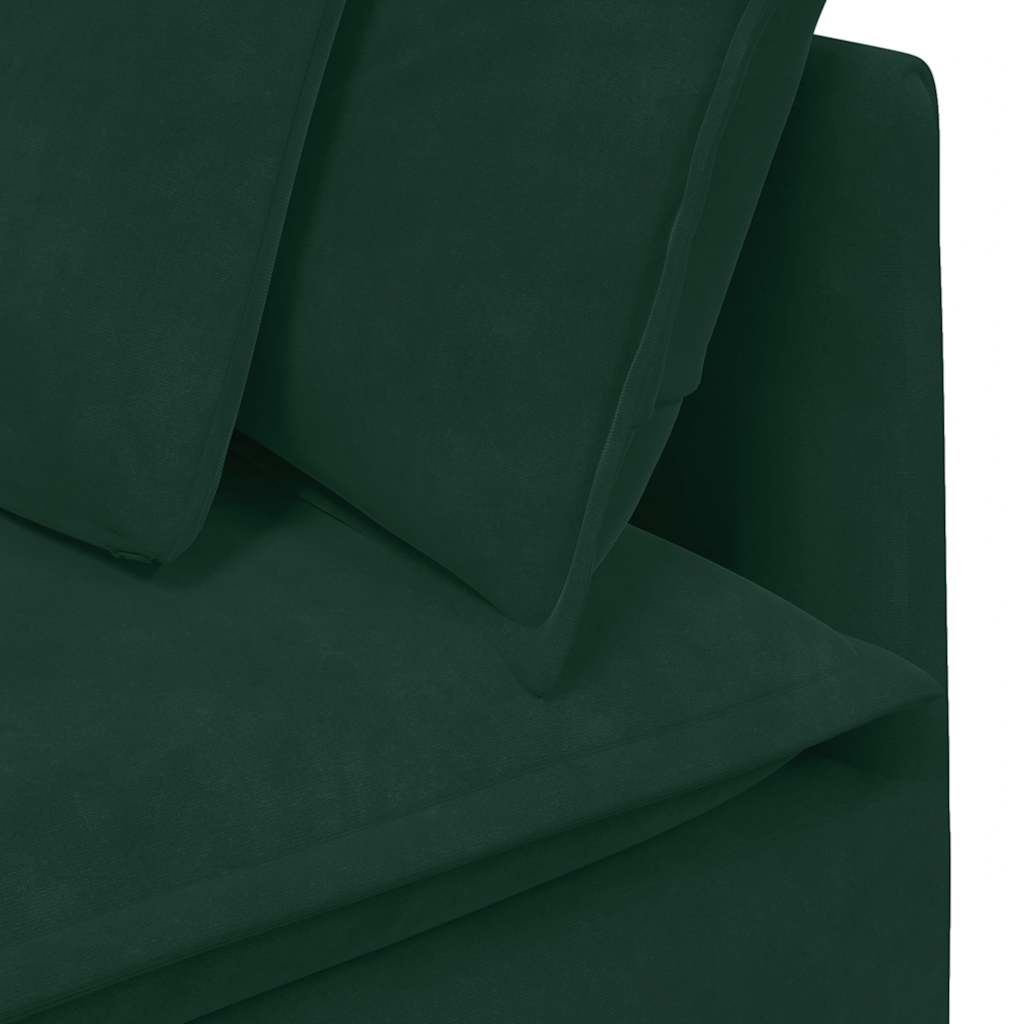 Divano Modulare con Poggiapiedi e Cuscini Velluto Verde Scuro | homemem39