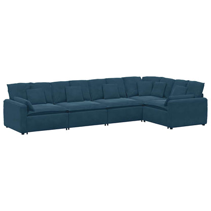 Divano Modulare con Cuscini in Velluto Blu | homemem39
