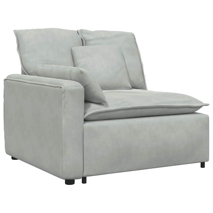 Divano Modulare con Cuscini in Velluto Grigio Chiaro | homemem39