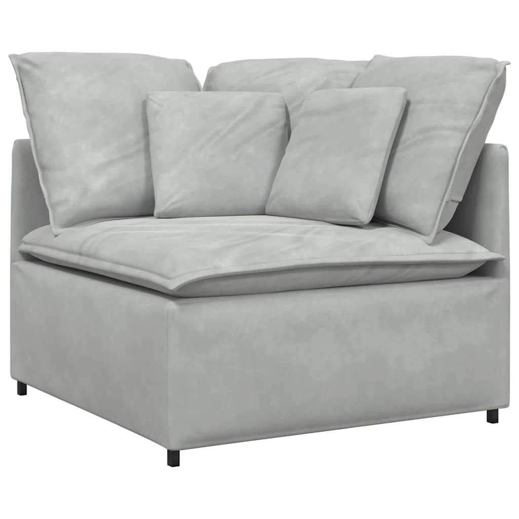 Divano Modulare con Cuscini in Velluto Grigio Chiaro | homemem39