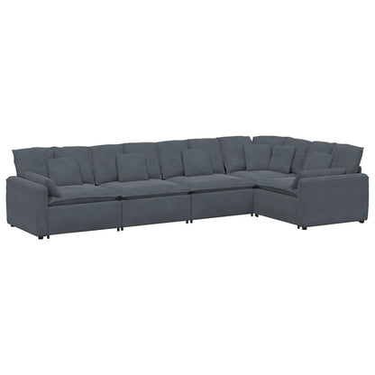 Divano Modulare con Cuscini in Velluto Grigio Scuro | homemem39