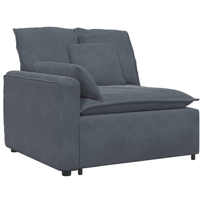 Divano Modulare con Cuscini in Velluto Grigio Scuro | homemem39