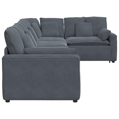 Divano Modulare con Cuscini in Velluto Grigio Scuro | homemem39