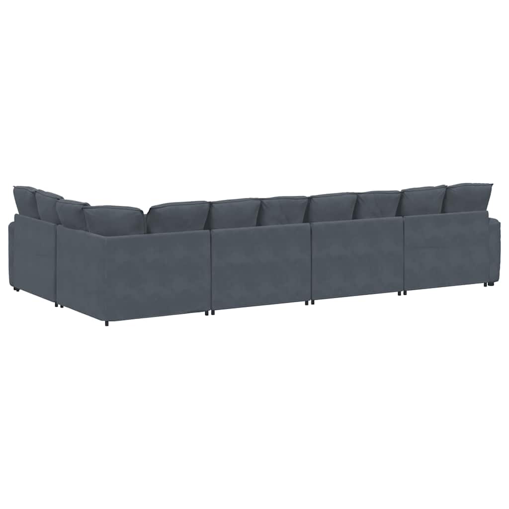 Divano Modulare con Cuscini in Velluto Grigio Scuro | homemem39