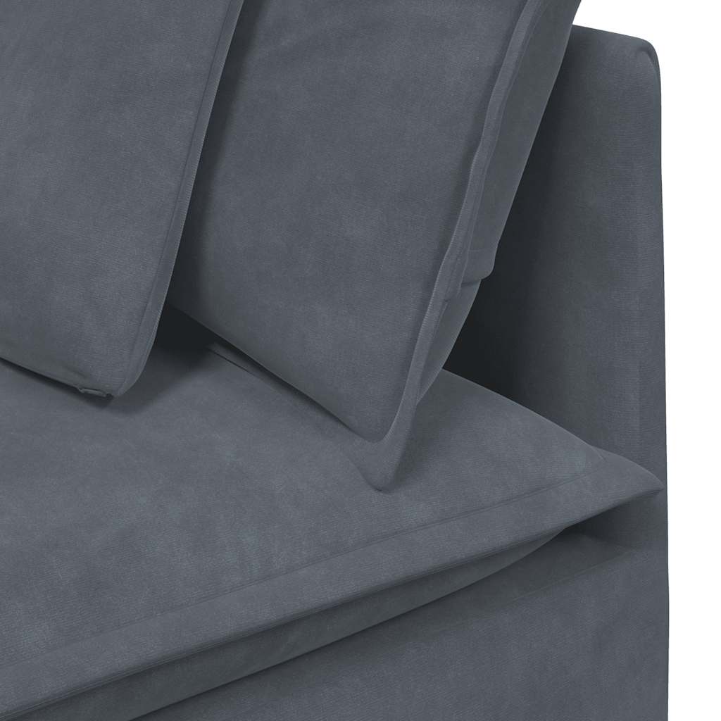 Divano Modulare con Cuscini in Velluto Grigio Scuro | homemem39