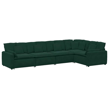 Divano Modulare con Cuscini in Velluto Verde Scuro | homemem39
