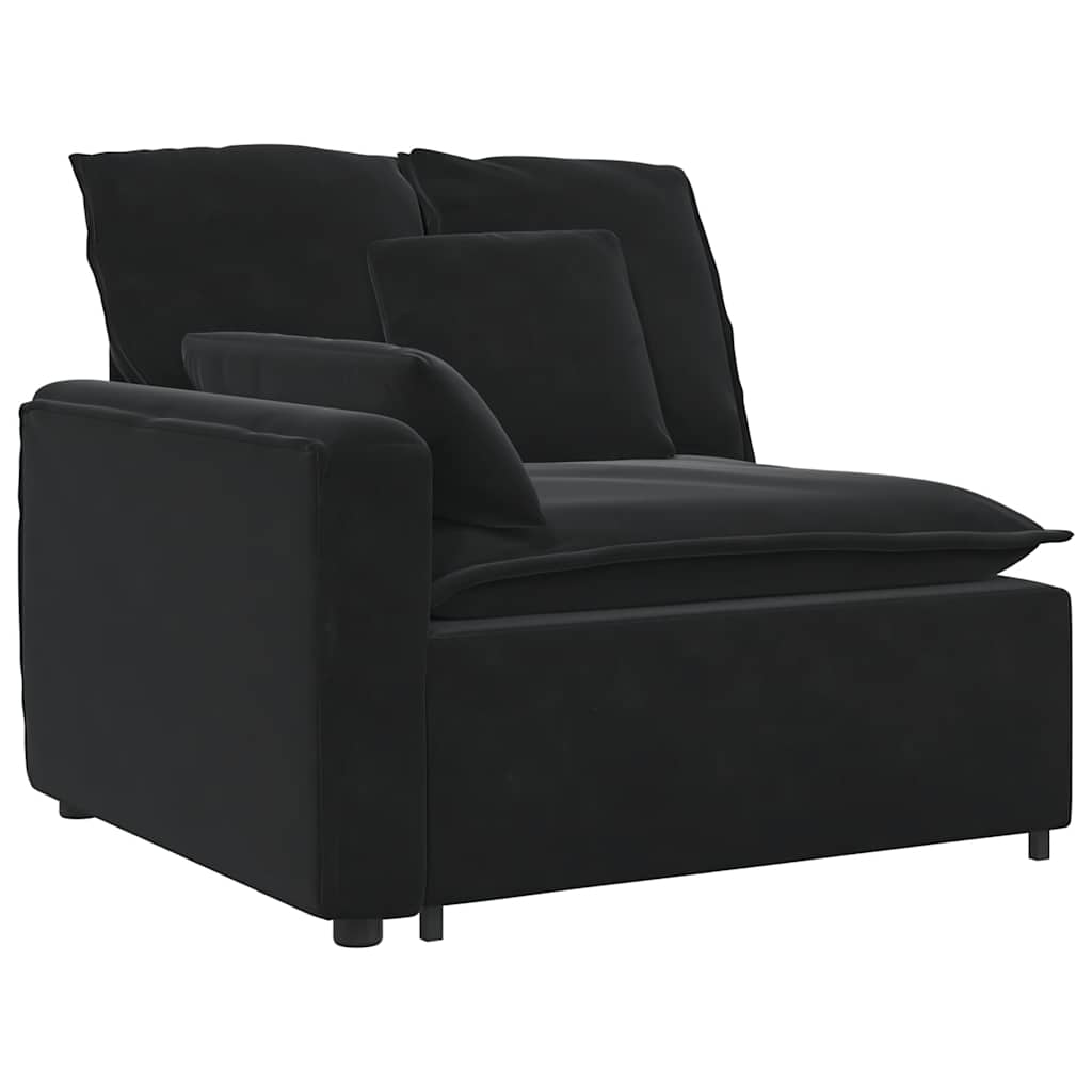 Divano Modulare con Cuscini in Velluto Nero | homemem39