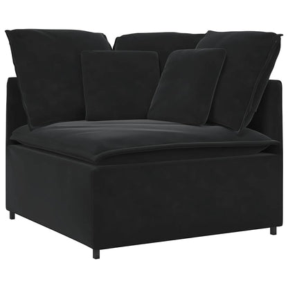 Divano Modulare con Cuscini in Velluto Nero | homemem39