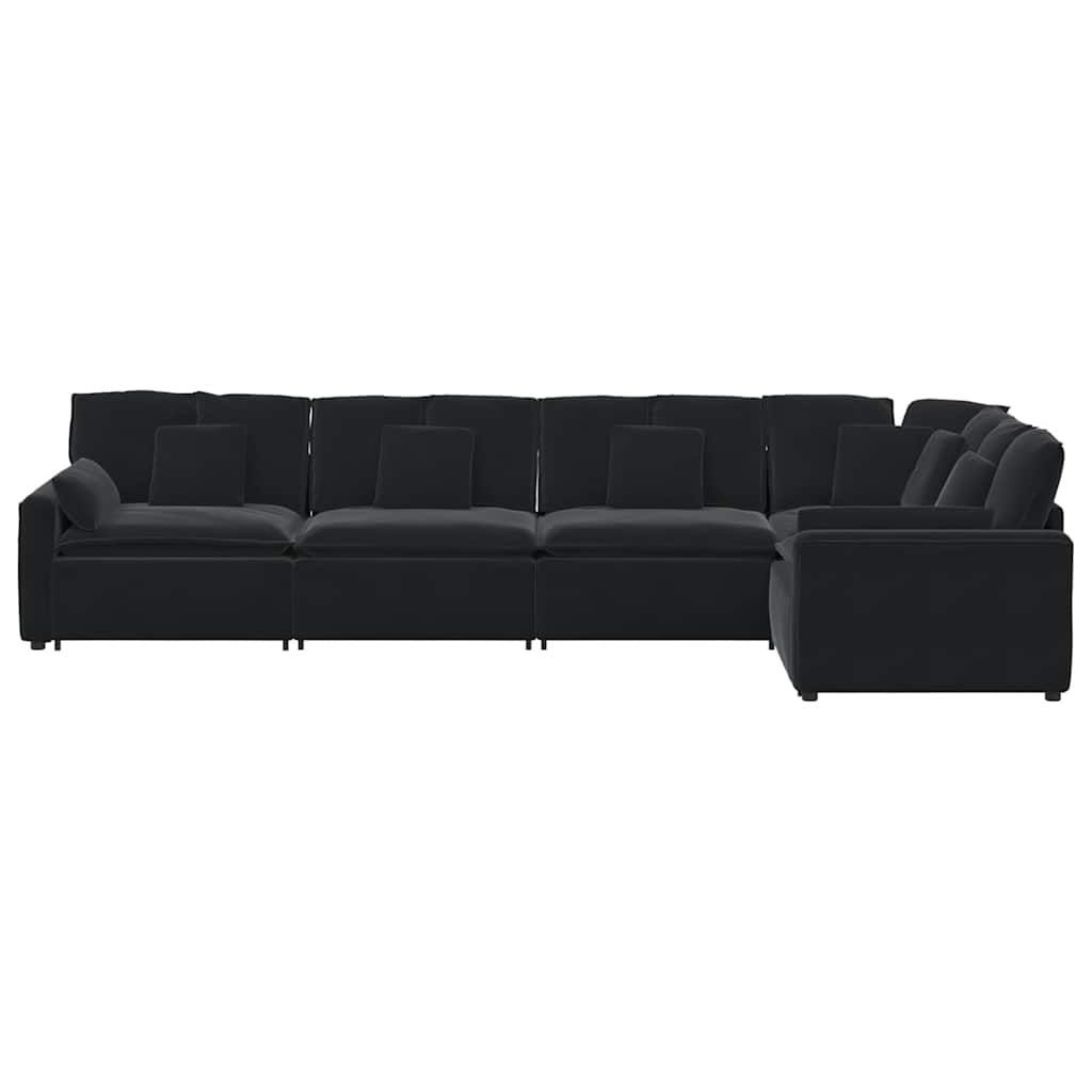 Divano Modulare con Cuscini in Velluto Nero | homemem39
