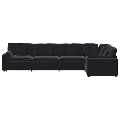Divano Modulare con Cuscini in Velluto Nero | homemem39